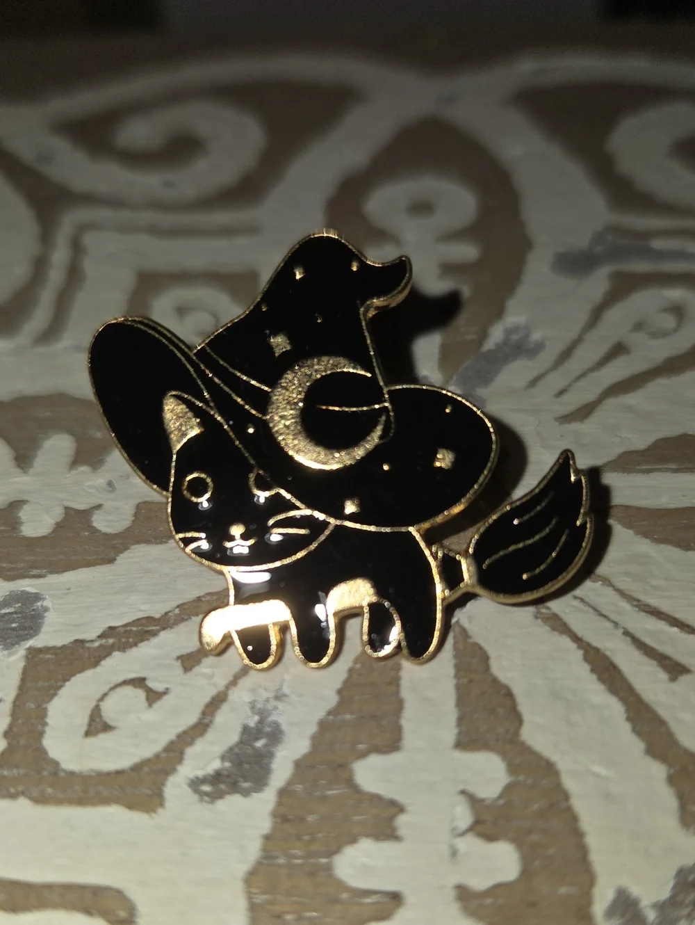 Black Cat Witch Enamel Pin for Cat Lovers